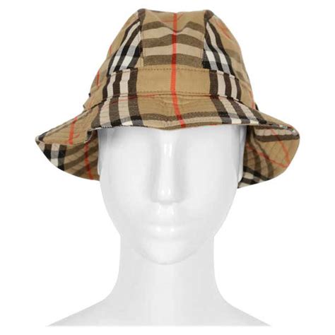 new 1980's BURBERRYS' nova check cotton bucket hat 